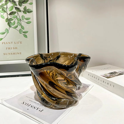 Café moderno vaso de vidro colorido, arranjo floral, decoração high-end, luxo, criativo, tábua espiral, luz, casa e escritório