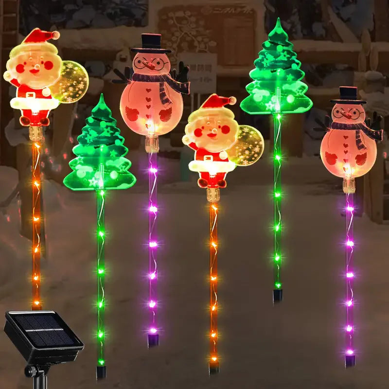 6 pçs movido a energia solar luzes de estaca de natal decoração de natal luzes led ao ar livre à prova dwaterproof água jardim passarela feriado 870