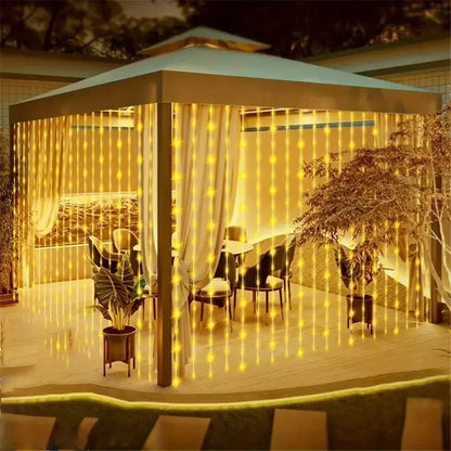 Cortina de luz solar led ao ar livre à prova dwaterproof água guirlanda decoração natal luzes da corda quintal casamento guirlanda luzes da corda