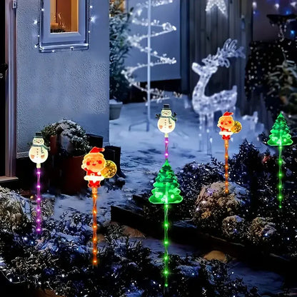 6 pçs movido a energia solar luzes de estaca de natal decoração de natal luzes led ao ar livre à prova dwaterproof água jardim passarela feriado 870