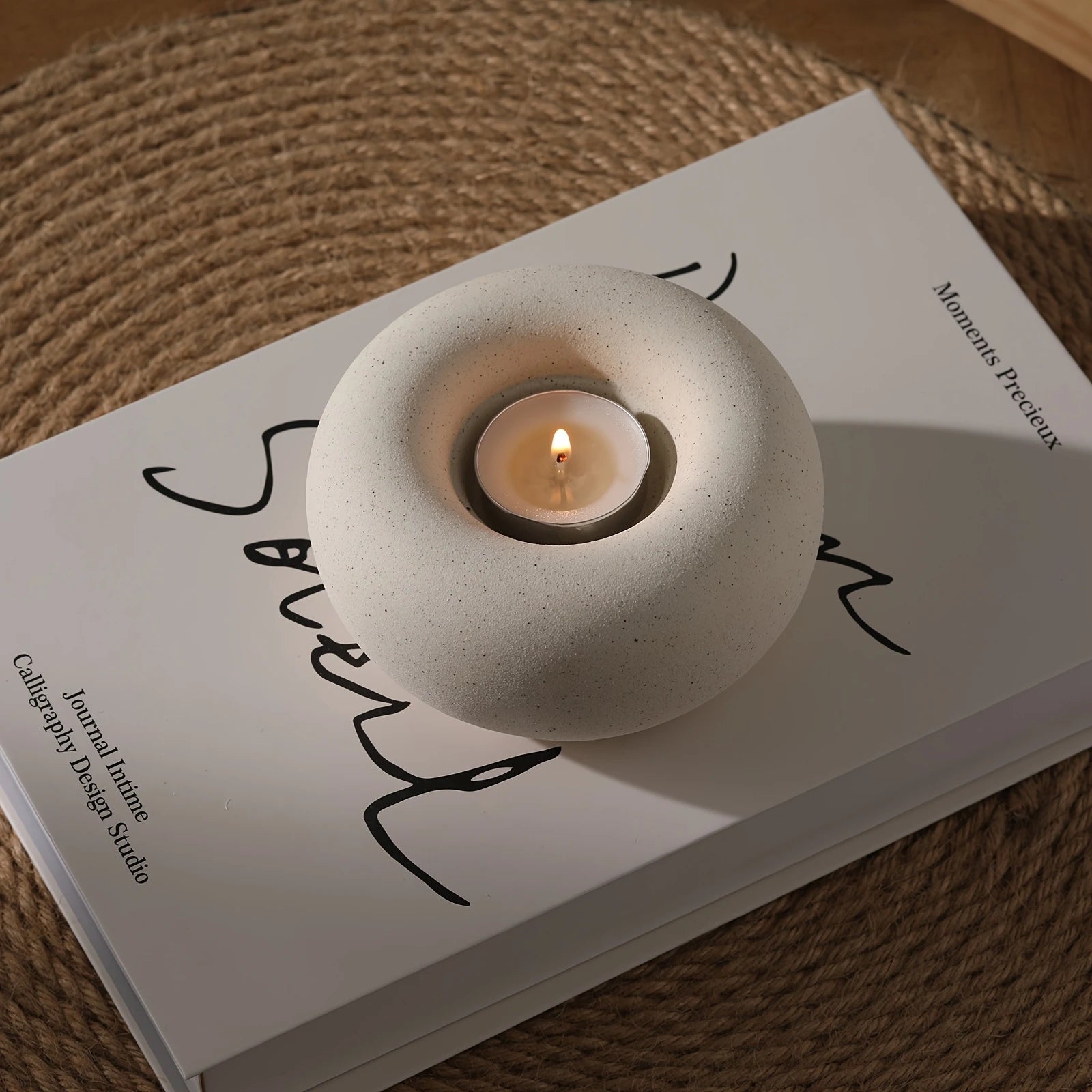 Donut castiçal criativo casa velas casa decoração de mesa castiçal para o quarto sem chama romântico presentes aniversário