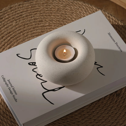 Donut castiçal criativo casa velas casa decoração de mesa castiçal para o quarto sem chama romântico presentes aniversário