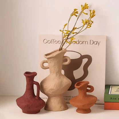 Vaso de flores simples estilo nórdico hidroponia, vasos brancos de cerâmica, acessórios de mesa, decoração estética de banheiro