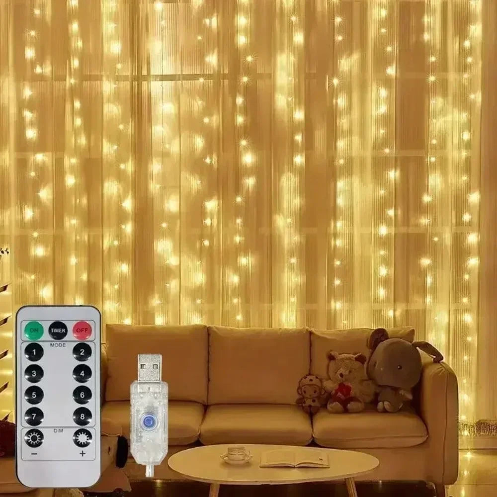 Luzes de fadas com controle remoto, 3 4 6 metros, usb, led, cortina, luzes, para natal, casa, quarto, decoração, festa festiva