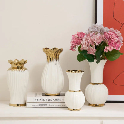 Vaso de cerâmica estilo creme, sensação branca de alta qualidade, arranjo de flores de rosas nutritivas com água, mesa de jantar retrô francesa para sala de estar