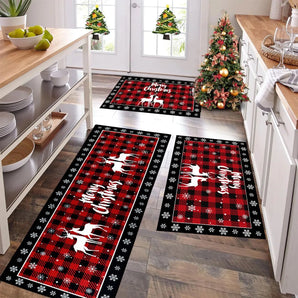 Xadrez árvore de natal tapete de cozinha tapete absorvente capacho para sala ao vivo sofá tapete decoração de natal 2025