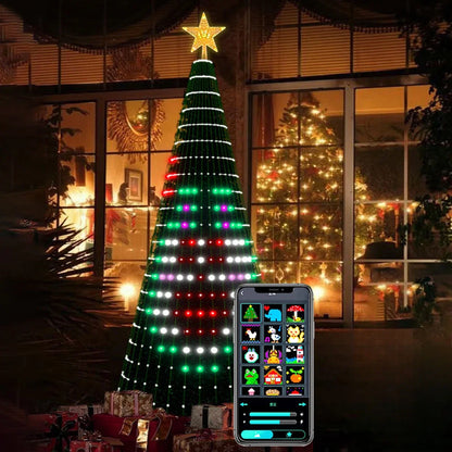Árvore de natal estrela luzes inteligente rgb luz de natal com temporizador remoto sincronização música bluetooth app controlado iluminação do feriado