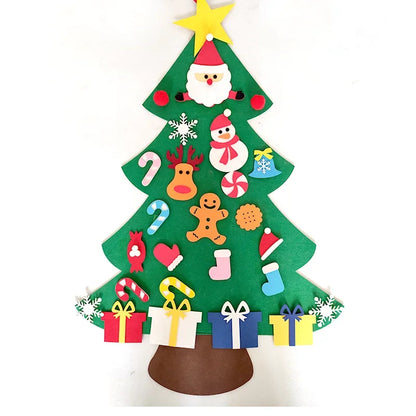 Felt Christmas Tree with LED String Lights para crianças, suspensão de parede, DIY, presentes de Natal, Merry Home Decor, Party Supplies, New Year Gifts