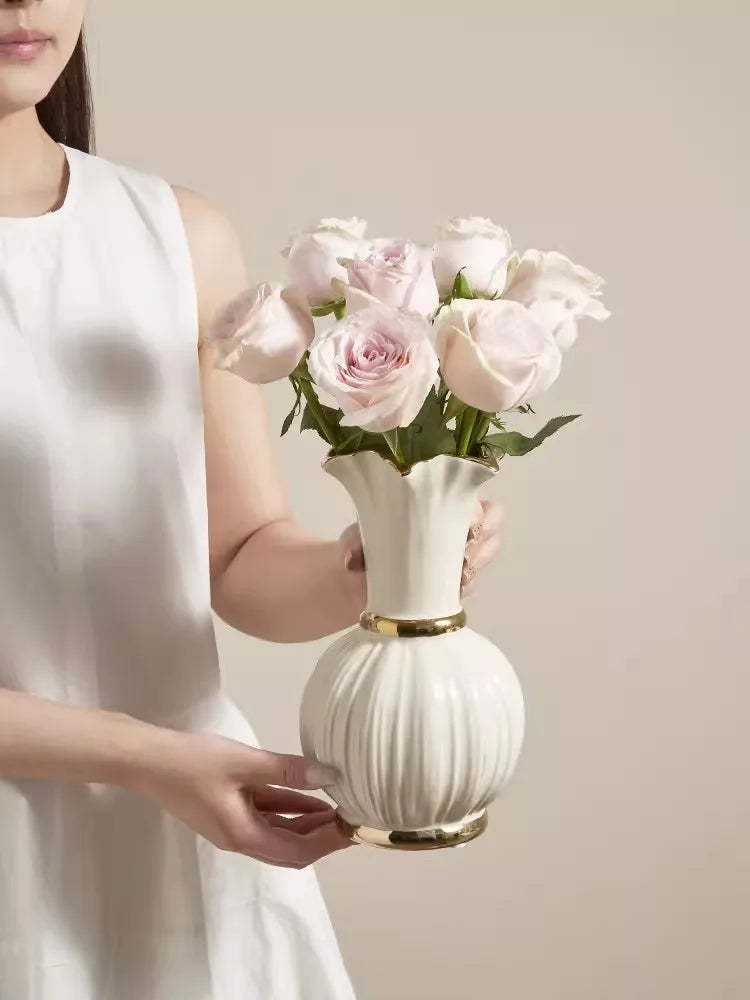 Vaso de cerâmica americano de alta qualidade, porcelana retrô azul e branca, decoração europeia de sala de estar, arranjo floral, luxo leve