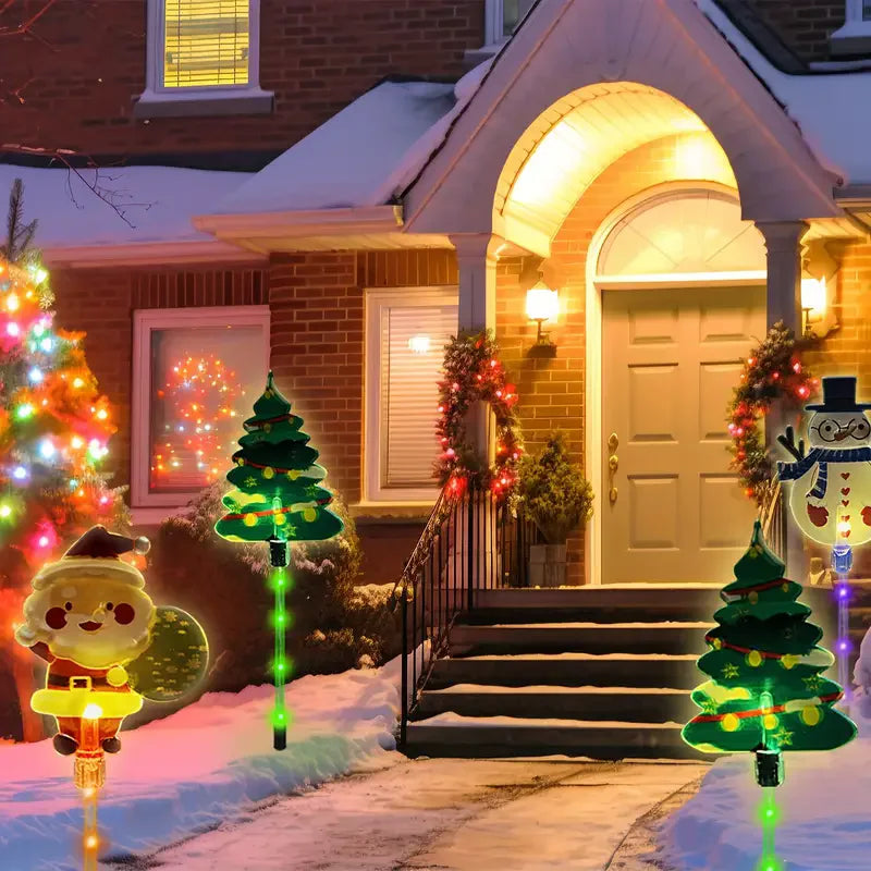 6 pçs movido a energia solar luzes de estaca de natal decoração de natal luzes led ao ar livre à prova dwaterproof água jardim passarela feriado 870