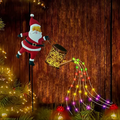1 pçs solar papai noel chaleira luzes jardim gramado luzes de natal chaleira lâmpada à terra solar luzes da noite decoração ao ar livre