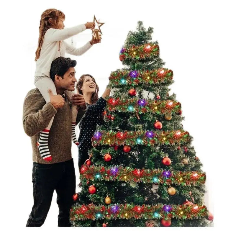 5/10m cor de natal tira luz corda fita lâmpada de fadas enfeites de árvore de natal decoração para casa diy guirlanda feliz ano novo presente