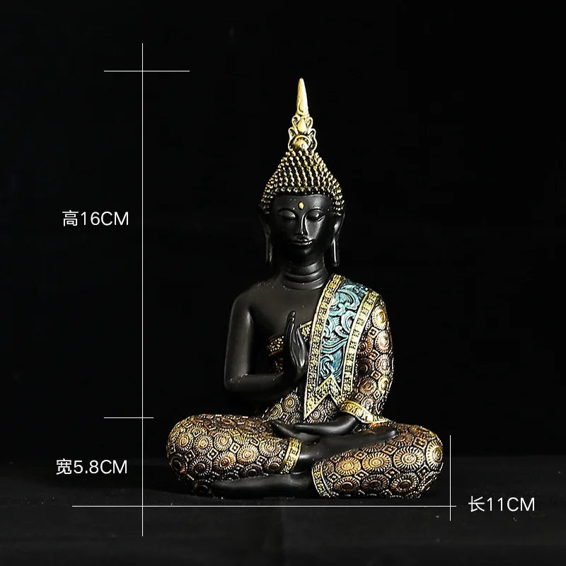 Grande estátua de buda tailândia buda escultura resina verde artesanal budismo estatueta meditação decoração para casa