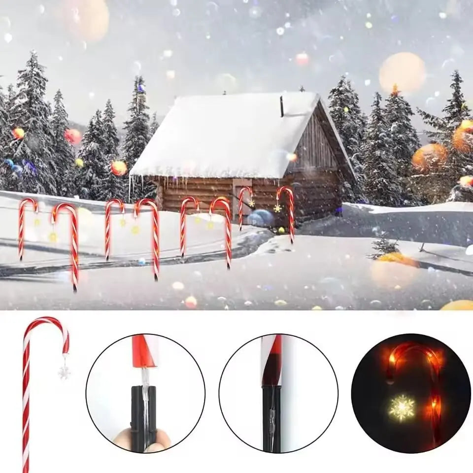 5/8 pçs/set movido a energia solar cana luzes do jardim ao ar livre à prova dwaterproof água 8 modos decoração luzes natal doces lâmpada do gramado