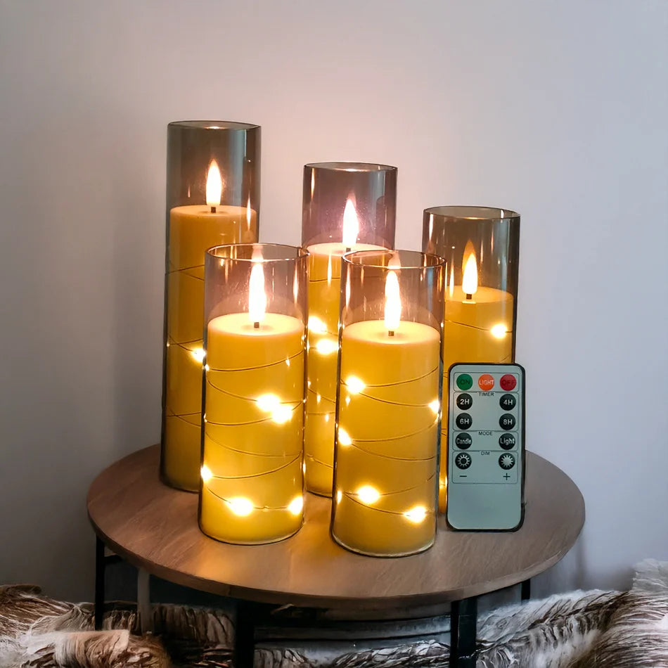 Velas led eletrônicas sem chama com luz de corda, decoração de casa. decoração de festa de feriado, velas de casamento, lâmpada de atmosfera 5 tamanhos