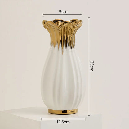 Vaso de cerâmica estilo creme, sensação branca de alta qualidade, arranjo de flores de rosas nutritivas com água, mesa de jantar retrô francesa para sala de estar