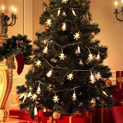 Led multi colorido floco de neve estrela luzes da corda colorido feriado pendurado luzes árvore natal interior & exterior decorações do jardim