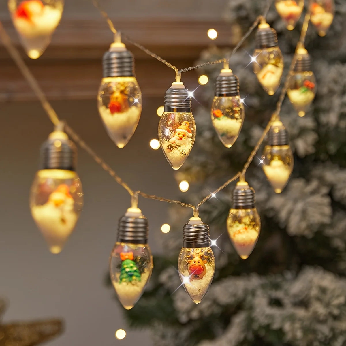 1pc luzes festivas da corda da bola de neve do diodo emissor de luz, 2m 10 led, ideais para decorações do natal & do ano novo, decorações de natal