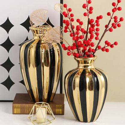 Luz de luxo pote cerâmica criativo sala estar vaso arranjo flor ornamentos frascos cerâmica mesa jantar decorações artesanato