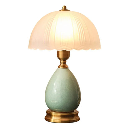 Europeu retro pastoral estudo quarto cerâmica vidro led candeeiro de mesa cabeceira