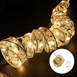 Decoração de natal luzes de fita led enfeites de árvore de natal diy rendas arcos luzes da corda navidad decorações para casa ano novo 2023
