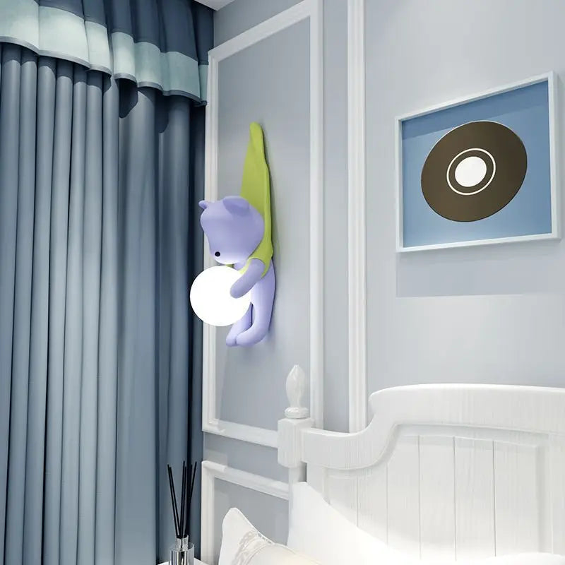 Urso bebê estilo creme sala de estar fundo parede masculino e feminino quarto luz das crianças personalizado moderno decorativo