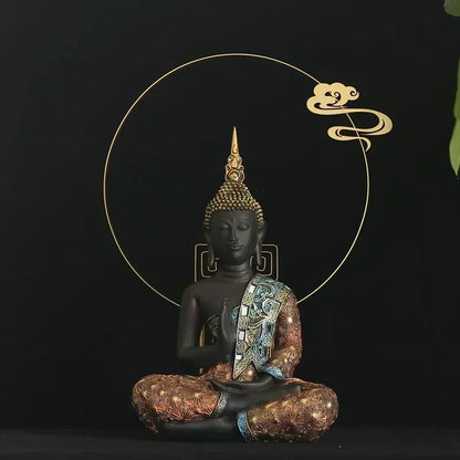 Grande estátua de buda tailândia buda escultura resina verde artesanal budismo estatueta meditação decoração para casa