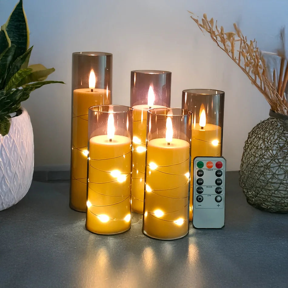 Velas led eletrônicas sem chama com luz de corda, decoração de casa. decoração de festa de feriado, velas de casamento, lâmpada de atmosfera 5 tamanhos
