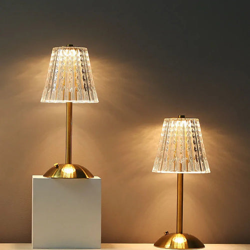 Luminária de mesa retrô de cristal, lâmpada de cabeceira para quarto, atmosfera luxuosa, recarregável, escurecimento, luz led