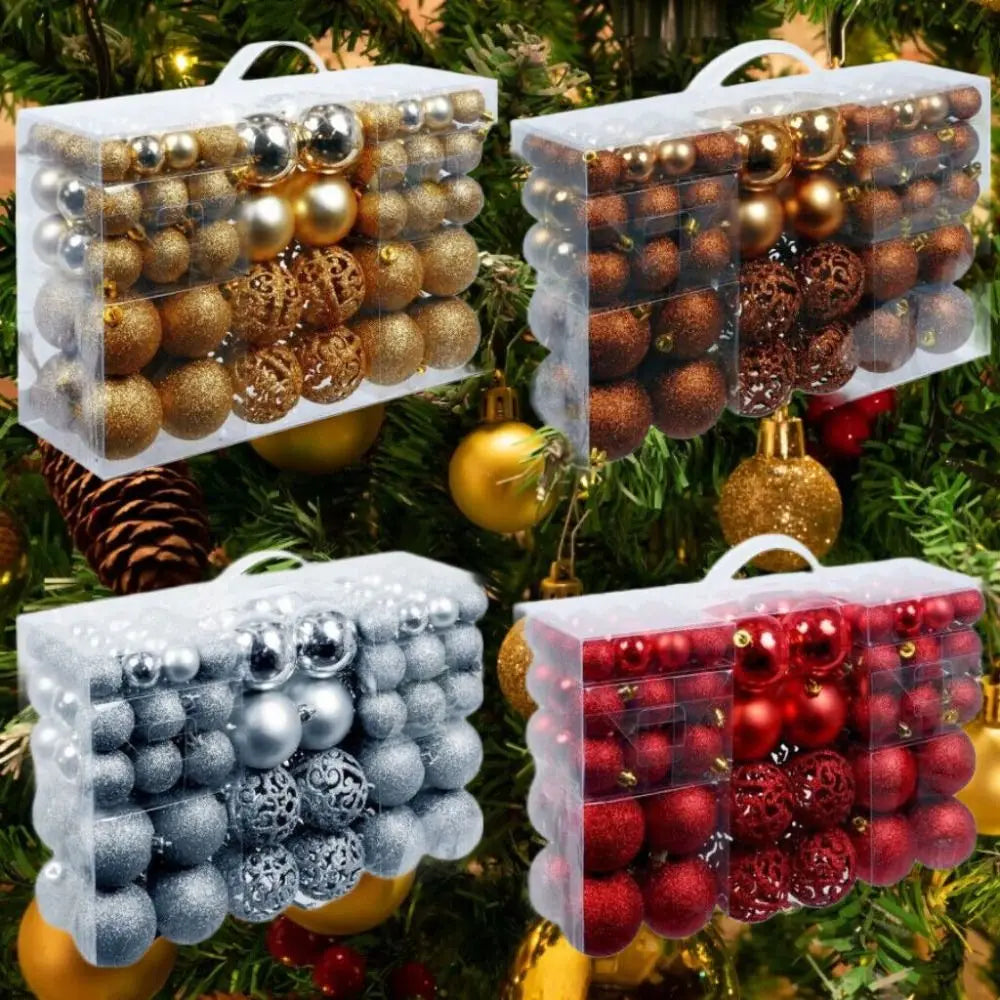 Conjunto de bolas de natal de plástico da moda, 100 peças, 18 cores, 8cm, bolas de árvore de natal suspensas, vitrine de enfeites de natal