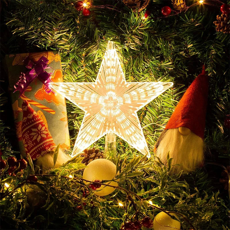 15cm decoração de natal brilhante árvore topper glitter brilhante estrela enfeites de árvore de natal para decoração de casa navidad ano novo 2026 presente