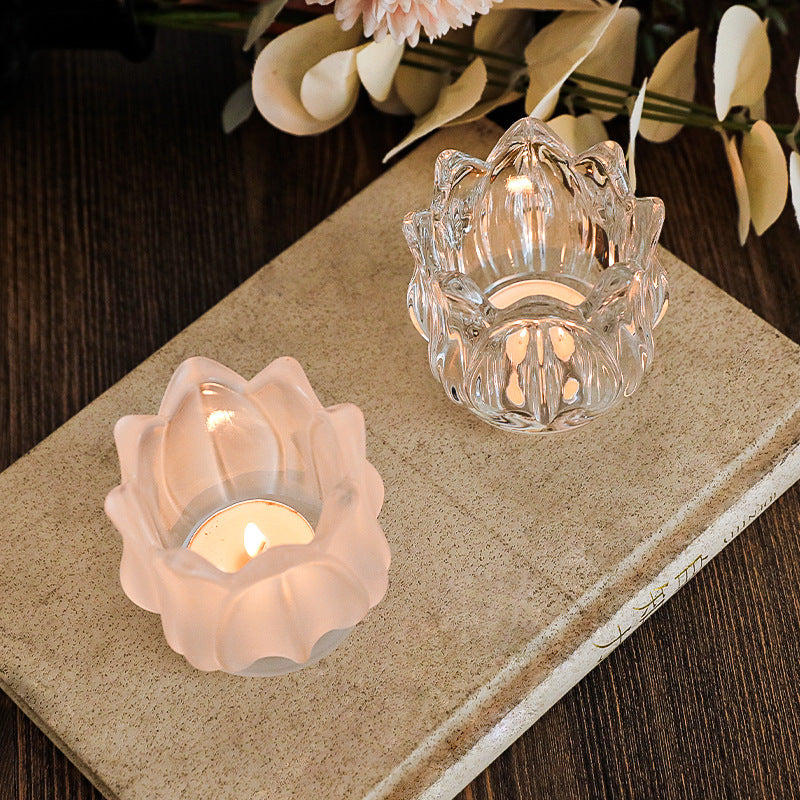 Tulip Glass Candle Holder para Casamento Romântico, Clear Table Ornament, Acessórios para Jóias, Presentes Artesanais Vintage, Home Decor