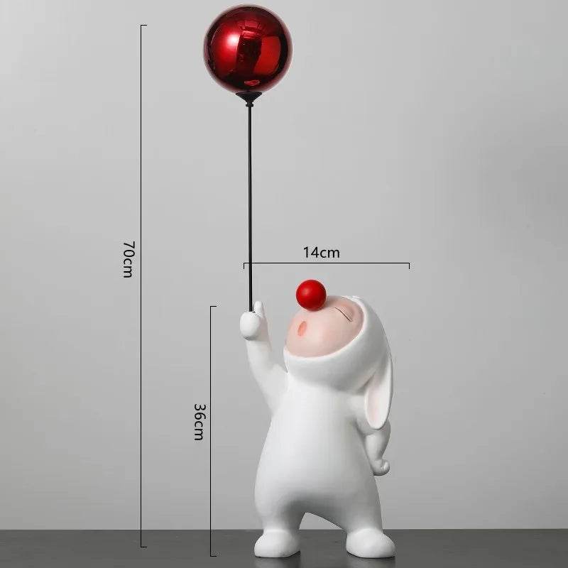 Moderno Balão Bonito Coelho Resina Ornamentos, Home Decor Artesanato, Estatuetas De Mesa De Escritório, Estante Artesanato De Escultura