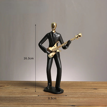 Abstrato Música Dança Escultura, Músico Figura Ornamento, Criativo Resina, Desktop, Jazz Band Personagens, Figurinhas Musicais