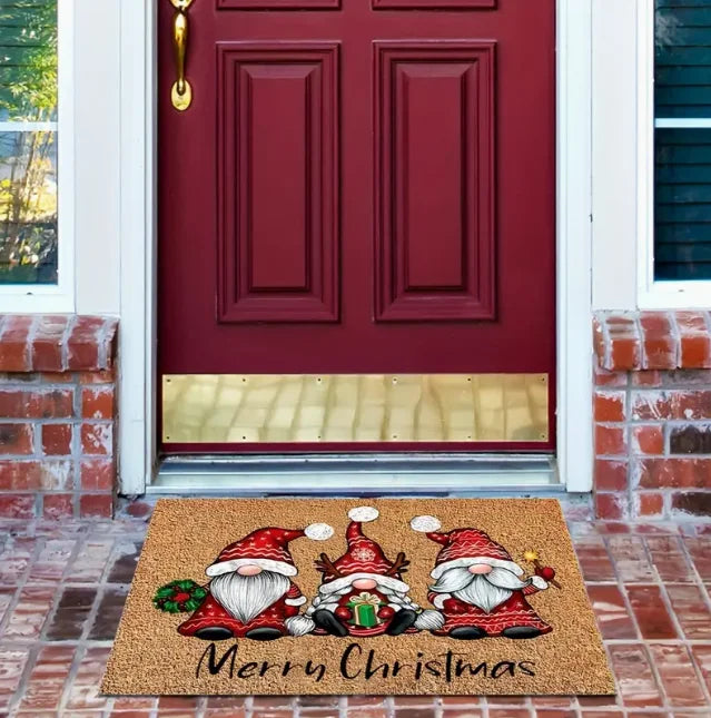 Papai Noel Bem-vindo Tapete de porta lavável para entrada interna e externa Tapete RV Tapete de cozinha adequado para banheiro, cozinha, etc.