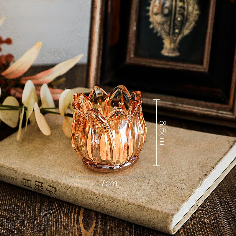Tulip Glass Candle Holder para Casamento Romântico, Clear Table Ornament, Acessórios para Jóias, Presentes Artesanais Vintage, Home Decor