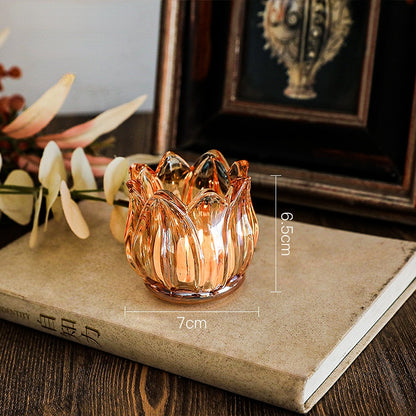 Tulip Glass Candle Holder para Casamento Romântico, Clear Table Ornament, Acessórios para Jóias, Presentes Artesanais Vintage, Home Decor