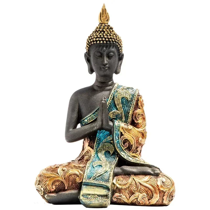 Grande estátua de buda tailândia buda escultura resina verde artesanal budismo estatueta meditação decoração para casa