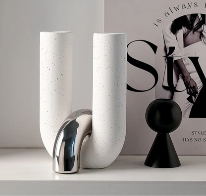 Vaso de cerâmica criativo em forma de u, vasos de flores, decoração de mesa, arranjo de flores, vasos florais de porcelana, decoração estética de quarto