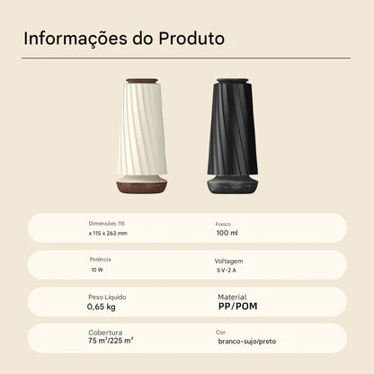 Difusor Inteligente com Luz Ambiente e Aromaterapia Bluetooth