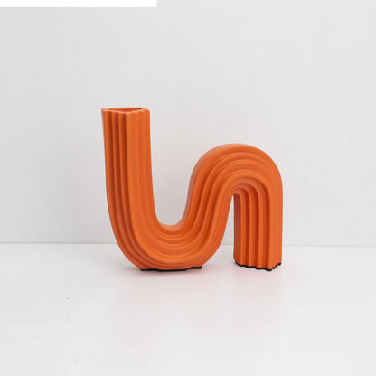 Vaso de resina tubo estriado geométrico arranjo floral acessórios em forma de u vaso de flores artesanato decoração para casa