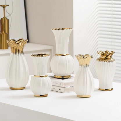 Vaso de cerâmica estilo creme, sensação branca de alta qualidade, arranjo de flores de rosas nutritivas com água, mesa de jantar retrô francesa para sala de estar