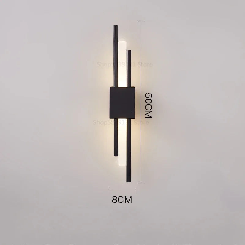 Moderno e minimalista ferro arte lâmpada de parede para sala estar arandelas linha tubo luminária led acrílico abajur iluminação interior