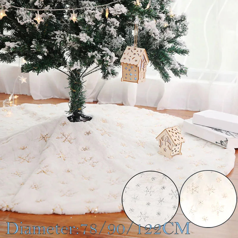 Moda árvore de natal saia tapete sob as decorações para casa floco de neve 78/90/122cm novo pé tapete 2026 decoração de natal
