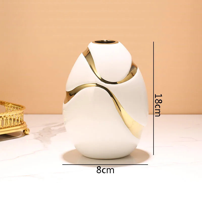 Vaso de Cerâmica Banhado a Ouro | Decoração Moderna e Elegante
