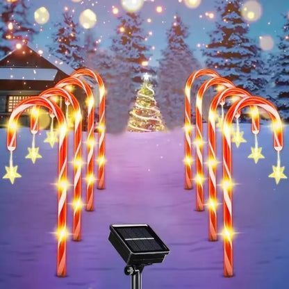 5/8 pçs/set movido a energia solar cana luzes do jardim ao ar livre à prova dwaterproof água 8 modos decoração luzes natal doces lâmpada do gramado