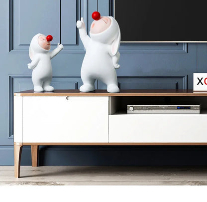 Moderno Balão Bonito Coelho Resina Ornamentos, Home Decor Artesanato, Estatuetas De Mesa De Escritório, Estante Artesanato De Escultura