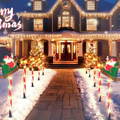 5 pc/set solar papai noel & elk luzes do jardim ao ar livre à prova dwaterproof água lâmpadas do gramado decoração iluminação de paisagem para o natal, festival