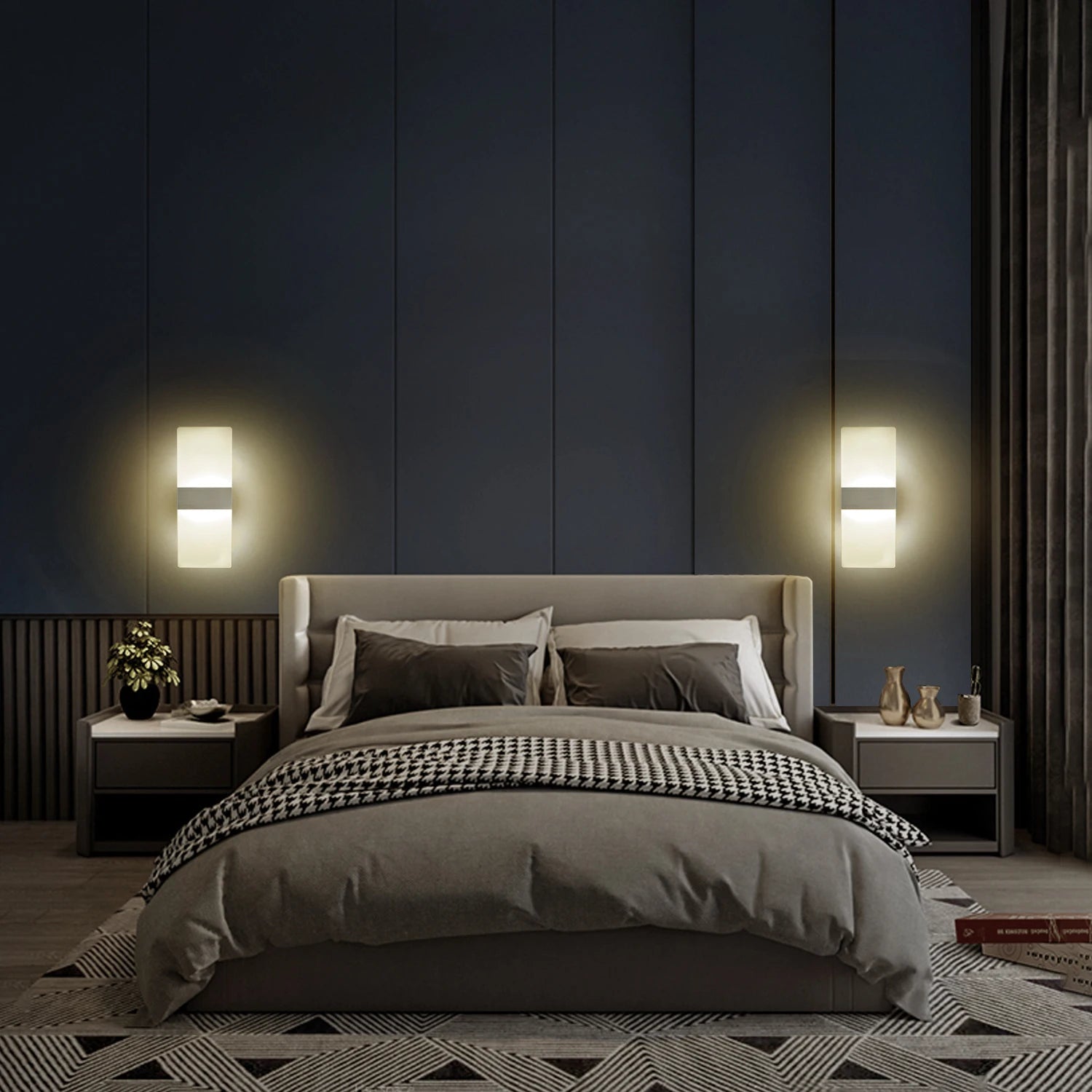 Lâmpada de parede minimalista moderna, luz de parede LED interna, fio rígido acrílico de alumínio, arandelas de escada de corredor de sala de estar de quarto