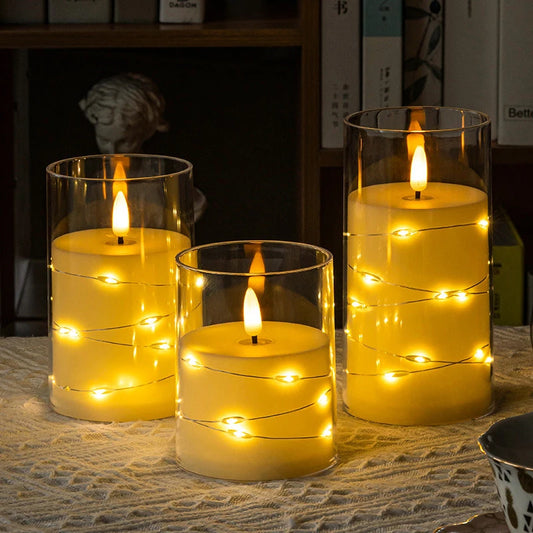 Velas led sem chama, corda de estrela com bateria, sala de acampamento, festa de casamento, decoração, atmosfera, chama realista, luz de vela